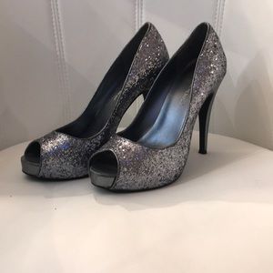 Silver Glitter Heels
